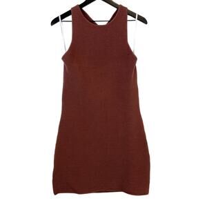 Abercrombie & Fitch LT Large Tall Ribbed Mini Bodycon Open Back Dress Brown